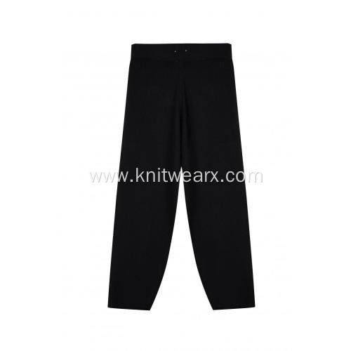 Women's Knitted Elastic Waist Ribbed Wide Pants